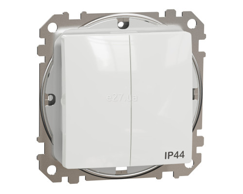 Вимикач 2-клавішний Schneider Electric SDD211105 Sedna Design, 10A, білий, пластик, ip44, 2 клавіші, без підсвітки та індикації, для врізного монтажу