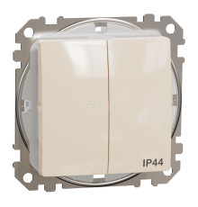 Вимикач 2-клавішний Schneider Electric SDD212105 Sedna Design, 10A, бежевий, пластик, ip44, 2 клавіші, без підсвітки та індикації, для врізного монтажу