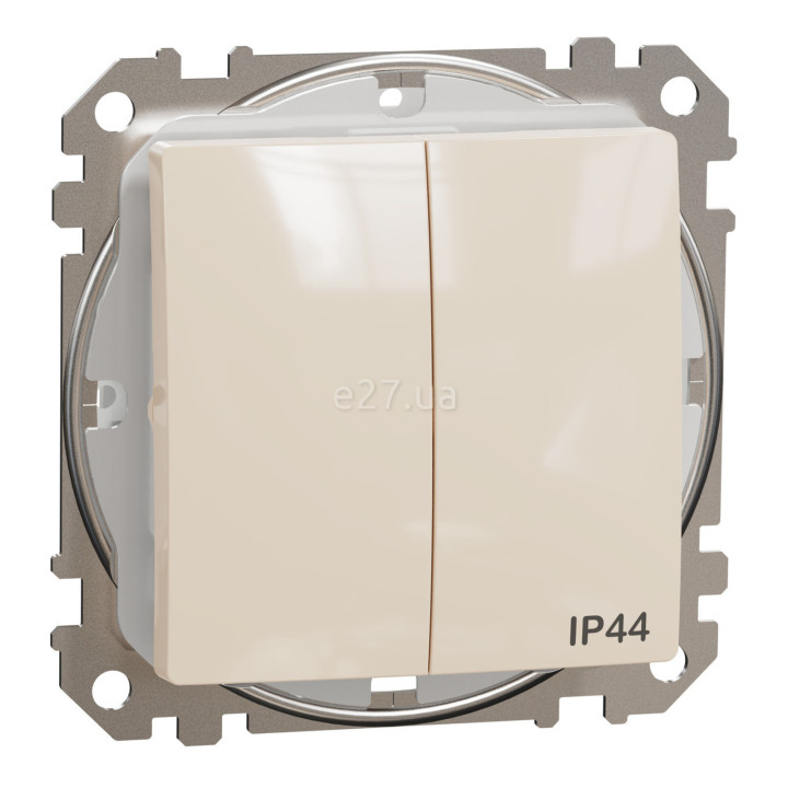 Вимикач 2-клавішний Schneider Electric SDD212105 Sedna Design, 10A, бежевий, пластик, ip44, 2 клавіші, без підсвітки та індикації, для врізного монтажу · Schneider Electric · schneider-electric-sdd212105