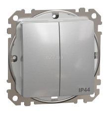 Вимикач 2-клавішний Schneider Electric SDD213105 Sedna Design, 10A, алюміній, пластик, ip44, 2 клавіші, без підсвітки та індикації, для врізного монтажу