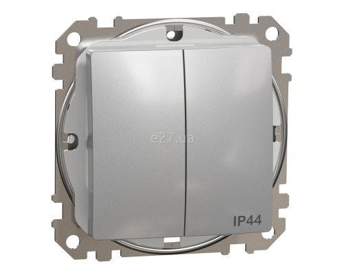 Вимикач 2-клавішний Schneider Electric SDD213105 Sedna Design, 10A, алюміній, пластик, ip44, 2 клавіші, без підсвітки та індикації, для врізного монтажу
