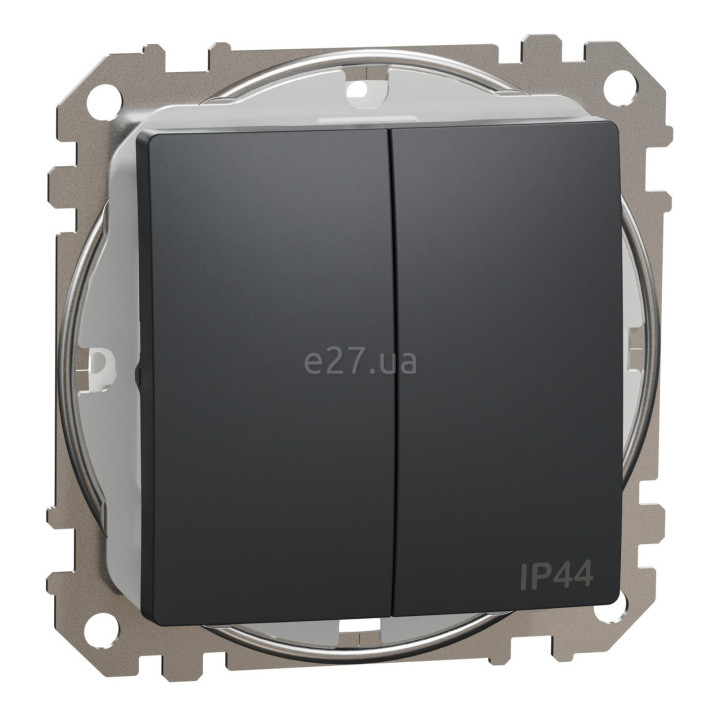 Вимикач 2-клавішний Schneider Electric SDD214105 Sedna Design, 10A, чорний, пластик, ip44, 2 клавіші, без підсвітки та індикації, для врізного монтажу · Schneider Electric · schneider-electric-sdd214105