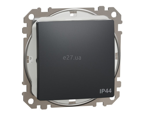Перемикач прохідний 1-клавішний Schneider Electric SDD214106 Sedna Design, чорний, пластик, ip44, без підсвітки та індикації, для врізного монтажу