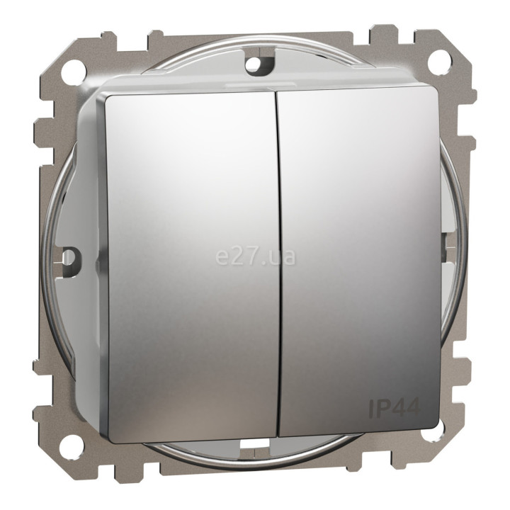 Вимикач 2-клавішний Schneider Electric SDD270105 Sedna Elements, 10A, алюміній матовий, пластик, ip44, 2 клавіші, без підсвітки та індикації, для врізного монтажу · Schneider Electric · schneider-electric-sdd270105
