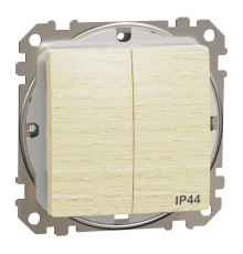 Вимикач 2-клавішний Schneider Electric SDD280105 Sedna Elements, 10A, береза, пластик, ip44, 2 клавіші, без підсвітки та індикації, для врізного монтажу