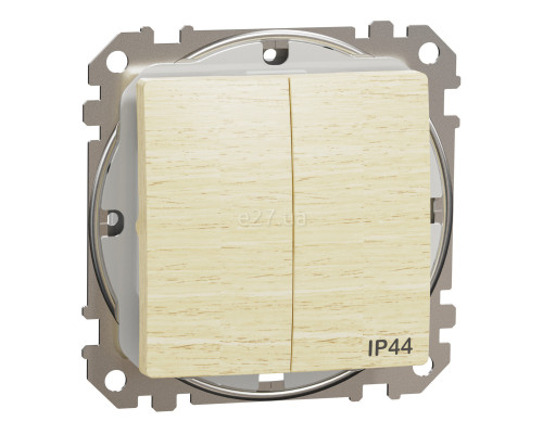 Вимикач 2-клавішний Schneider Electric SDD280105 Sedna Elements, 10A, береза, пластик, ip44, 2 клавіші, без підсвітки та індикації, для врізного монтажу