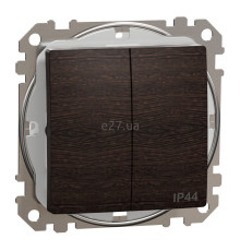 Вимикач 2-клавішний Schneider Electric SDD281105 Sedna Elements, 10A, венге, пластик, ip44, 2 клавіші, без підсвітки та індикації, для врізного монтажу