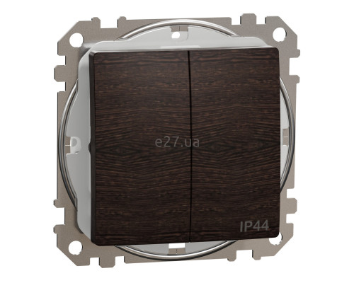 Вимикач 2-клавішний Schneider Electric SDD281105 Sedna Elements, 10A, венге, пластик, ip44, 2 клавіші, без підсвітки та індикації, для врізного монтажу