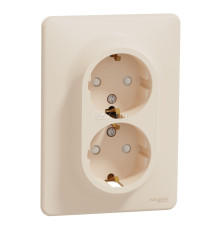 Розетка подвійна 220В Schneider Electric SDD312221 Sedna Design, бежевий, пластик, із заземленням, Schuko, без захисної кришки, зі шторками, для врізного монтажу