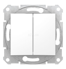 Вимикач 2-клавішний Schneider Electric SDN0300121 Sedna, білий, пластик, без підсвітки та індикації, для врізного монтажу