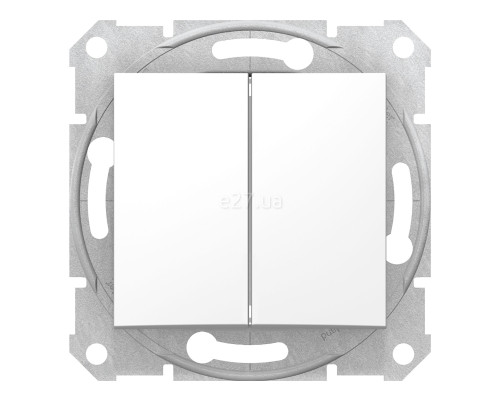 Вимикач 2-клавішний Schneider Electric SDN0300121 Sedna, білий, пластик, без підсвітки та індикації, для врізного монтажу