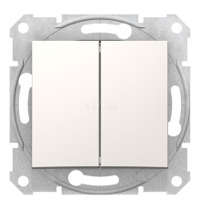 Вимикач 2-клавішний Schneider Electric SDN0300123 Sedna, слонова кістка, пластик, без підсвітки та індикації, для врізного монтажу