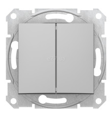 Вимикач 2-клавішний Schneider Electric SDN0300160 Sedna, алюміній, пластик, без підсвітки та індикації, для врізного монтажу