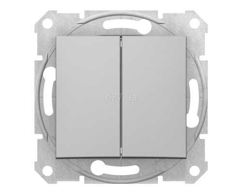 Вимикач 2-клавішний Schneider Electric SDN0300160 Sedna, алюміній, пластик, без підсвітки та індикації, для врізного монтажу
