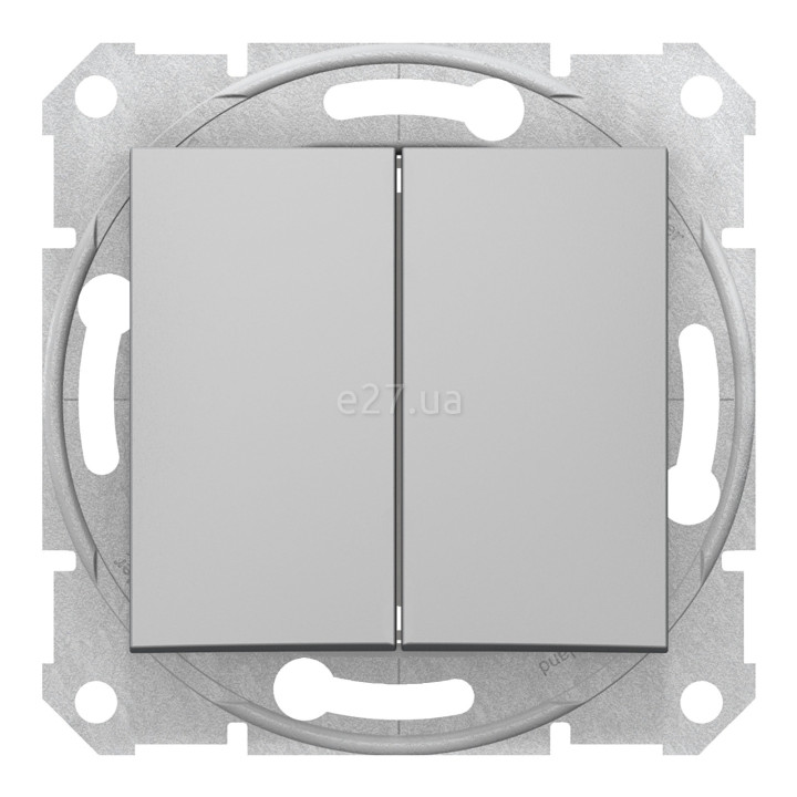 Вимикач 2-клавішний Schneider Electric SDN0300160 Sedna, алюміній, пластик, без підсвітки та індикації, для врізного монтажу · Schneider Electric · schneider-electric-sdn0300160