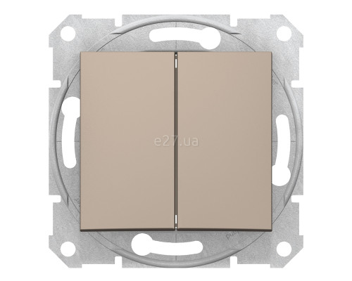Вимикач 2-клавішний Schneider Electric SDN0300168 Sedna, титан, пластик, без підсвітки та індикації, для врізного монтажу