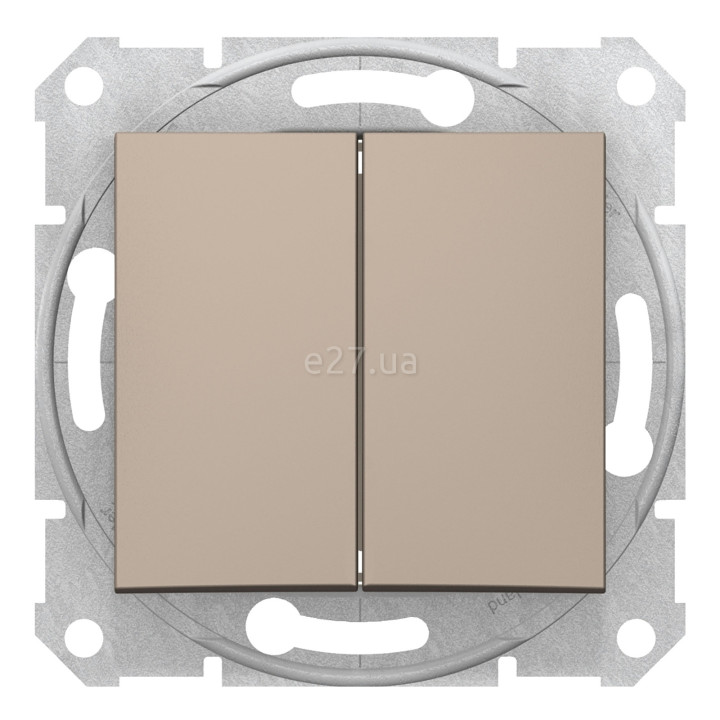 Вимикач 2-клавішний Schneider Electric SDN0300168 Sedna, титан, пластик, без підсвітки та індикації, для врізного монтажу · Schneider Electric · schneider-electric-sdn0300168