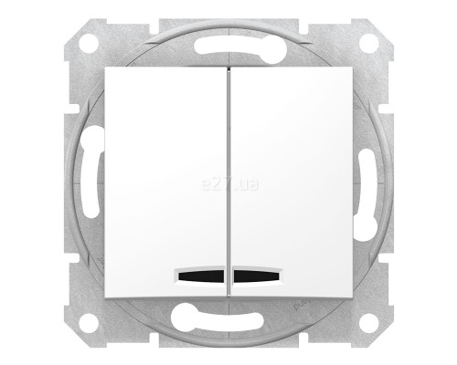 Вимикач 2-клавішний Schneider Electric SDN0300321 Sedna, білий, пластик, з підсвіткою, для врізного монтажу