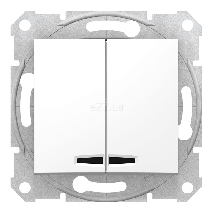 Вимикач 2-клавішний Schneider Electric SDN0300321 Sedna, білий, пластик, з підсвіткою, для врізного монтажу · Schneider Electric · schneider-electric-sdn0300321