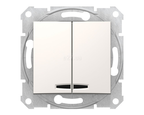 Вимикач 2-клавішний Schneider Electric SDN0300323 Sedna, слонова кістка, пластик, з підсвіткою, для врізного монтажу
