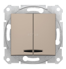 Вимикач 2-клавішний Schneider Electric SDN0300368 Sedna, титан, пластик, з підсвіткою, для врізного монтажу