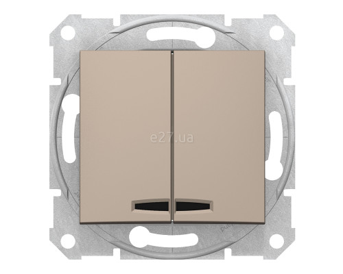 Вимикач 2-клавішний Schneider Electric SDN0300368 Sedna, титан, пластик, з підсвіткою, для врізного монтажу