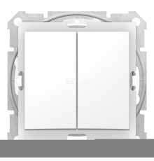 Вимикач 2-клавішний Schneider Electric SDN0300421 Sedna, білий, пластик, ip44, без підсвітки та індикації, для врізного монтажу