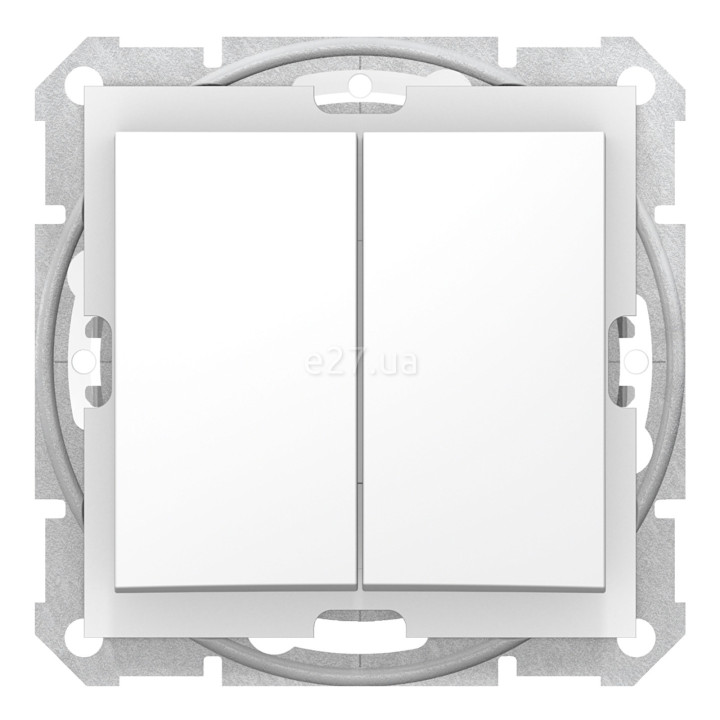 Вимикач 2-клавішний Schneider Electric SDN0300421 Sedna, білий, пластик, ip44, без підсвітки та індикації, для врізного монтажу · Schneider Electric · schneider-electric-sdn0300421