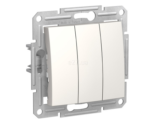 Вимикач 3-клавішний Schneider Electric SDN0300623 Sedna, слонова кістка, пластик, без підсвітки та індикації