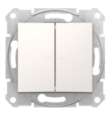 Перемикач прохідний 2-клавішний Schneider Electric SDN0600123 Sedna, слонова кістка, пластик, без підсвітки та індикації, для врізного монтажу