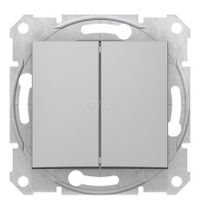 Перемикач прохідний 2-клавішний Schneider Electric SDN0600160 Sedna, алюміній, пластик, без підсвітки та індикації, для врізного монтажу