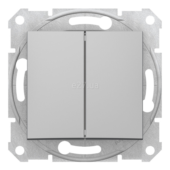 Перемикач прохідний 2-клавішний Schneider Electric SDN0600160 Sedna, алюміній, пластик, без підсвітки та індикації, для врізного монтажу · Schneider Electric · schneider-electric-sdn0600160