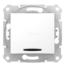 Вимикач 1-клавішний Schneider Electric SDN1400121 Sedna, білий, пластик, з підсвіткою, для врізного монтажу