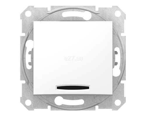 Вимикач 1-клавішний Schneider Electric SDN1400121 Sedna, білий, пластик, з підсвіткою, для врізного монтажу