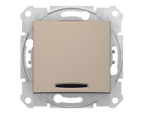 Вимикач 1-клавішний Schneider Electric SDN1400168 Sedna, титан, пластик, з підсвіткою, для врізного монтажу