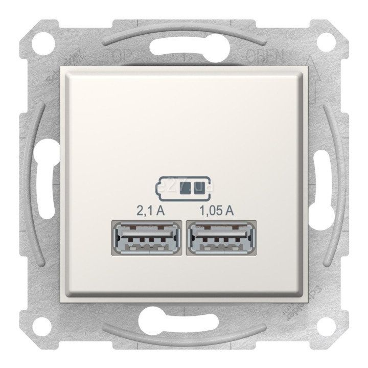 Розетка USB Schneider Electric SDN2710223 Sedna, слонова кістка, пластик, для врізного монтажу · Schneider Electric · schneider-electric-sdn2710223