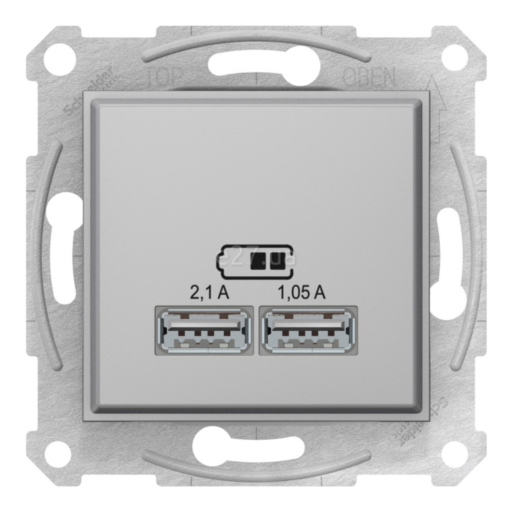 Розетка USB Schneider Electric SDN2710260 Sedna, алюміній, пластик, для врізного монтажу · Schneider Electric · schneider-electric-sdn2710260