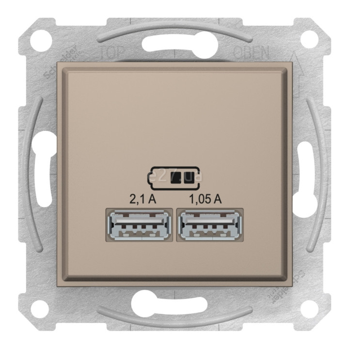 Розетка USB Schneider Electric SDN2710268 Sedna, титан, пластик, для врізного монтажу · Schneider Electric · schneider-electric-sdn2710268