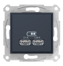 Розетка USB Schneider Electric SDN2710270 Sedna, графіт, пластик, для врізного монтажу