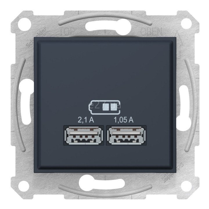 Розетка USB Schneider Electric SDN2710270 Sedna, графіт, пластик, для врізного монтажу · Schneider Electric · schneider-electric-sdn2710270