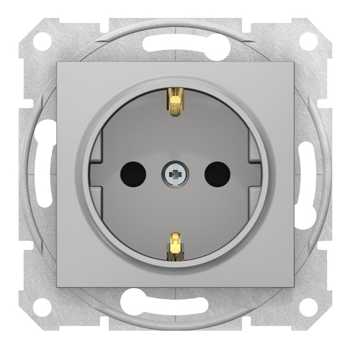Розетка 220В Schneider Electric SDN3000160 Sedna, алюміній, пластик, із заземленням, Schuko, без захисної кришки, зі шторками, для врізного монтажу · Schneider Electric · schneider-electric-sdn3000160