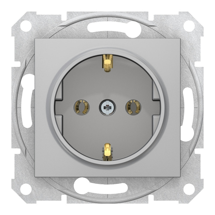 Розетка 220В Schneider Electric SDN3001860 Sedna, алюміній, пластик, із заземленням, Schuko, без захисної кришки, без шторок, для врізного монтажу · Schneider Electric · schneider-electric-sdn3001860
