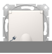 Розетка 220В Schneider Electric SDN3100123 Sedna, слонова кістка, пластик, із заземленням, Schuko, із захисною кришкою, зі шторками, для врізного монтажу