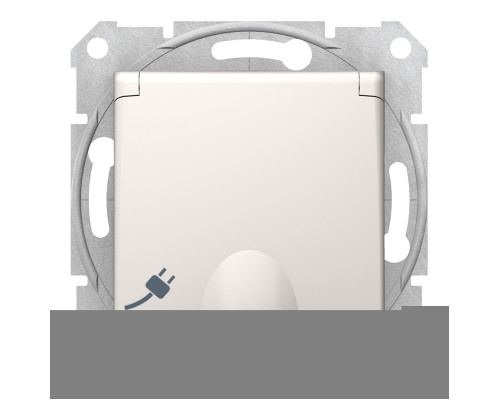 Розетка 220В Schneider Electric SDN3100123 Sedna, слонова кістка, пластик, із заземленням, Schuko, із захисною кришкою, зі шторками, для врізного монтажу