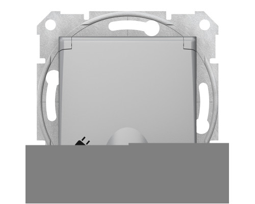 Розетка 220В Schneider Electric SDN3100160 Sedna, алюміній, пластик, із заземленням, Schuko, із захисною кришкою, зі шторками, для врізного монтажу