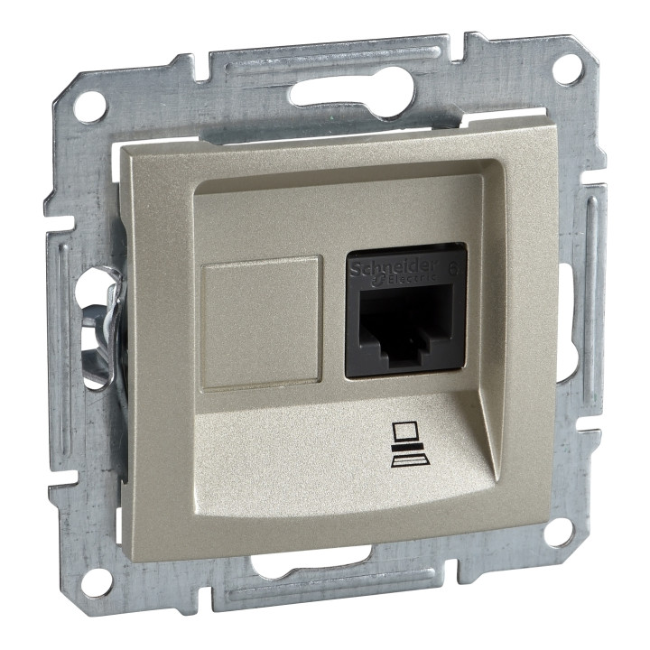 Розетка комп'ютерна Schneider Electric SDN4300168 Sedna, титан, пластик, для врізного монтажу · Schneider Electric · schneider-electric-sdn4300168