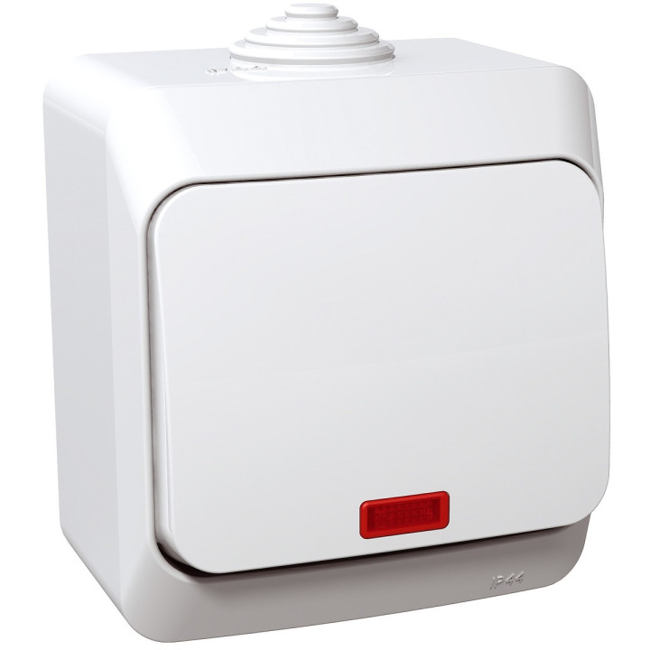 Вимикач 1-клавішний Schneider Electric WDE000514 Cedar Plus, білий, з підсвіткою · Schneider Electric · schneider-electric-wde000514