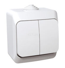 Вимикач 2-клавішний Schneider Electric WDE000550 Cedar Plus, білий, пластик, без підсвітки та індикації