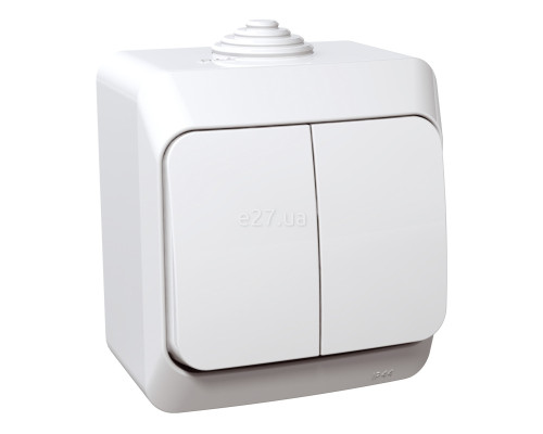Вимикач 2-клавішний Schneider Electric WDE000550 Cedar Plus, білий, пластик, без підсвітки та індикації