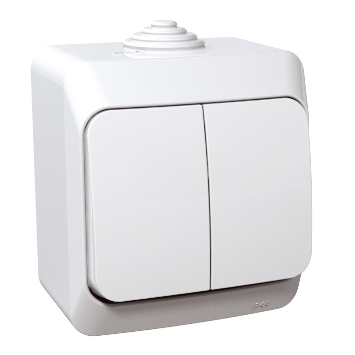 Вимикач 2-клавішний Schneider Electric WDE000550 Cedar Plus, білий, пластик, без підсвітки та індикації · Schneider Electric · schneider-electric-wde000550